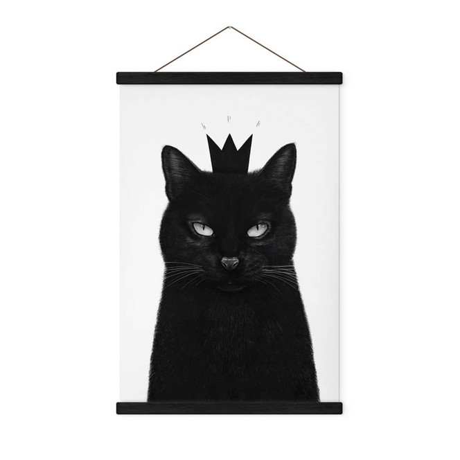 Stoffbild Schwarze Katze mit Krone - Korenkova