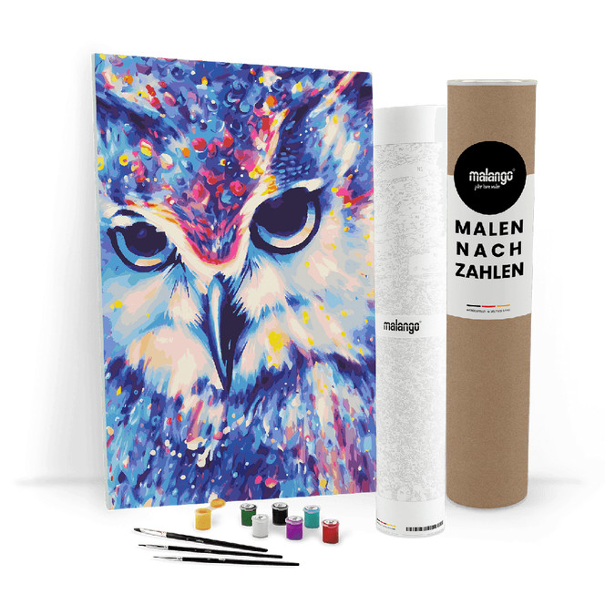 Malen nach Zahlen Leinwandbild - Eule Erna