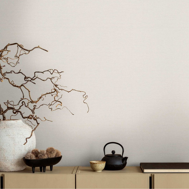 Unitapete in Leinenoptik Creme – Dezente Strukturtapete für stilvolle Räume