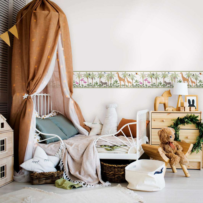 Bordüre, Vliesbordüre Kids Walls weiss, gün, beige