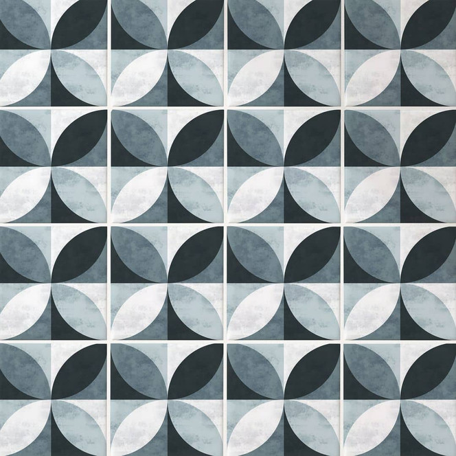 Fliesenaufkleber Abstract Flower Pattern - blau - 12er Set