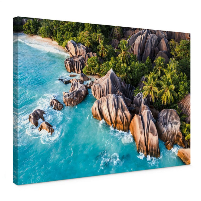 Leinwandbild Tropische Felsenküste der Seychellen - Colombo
