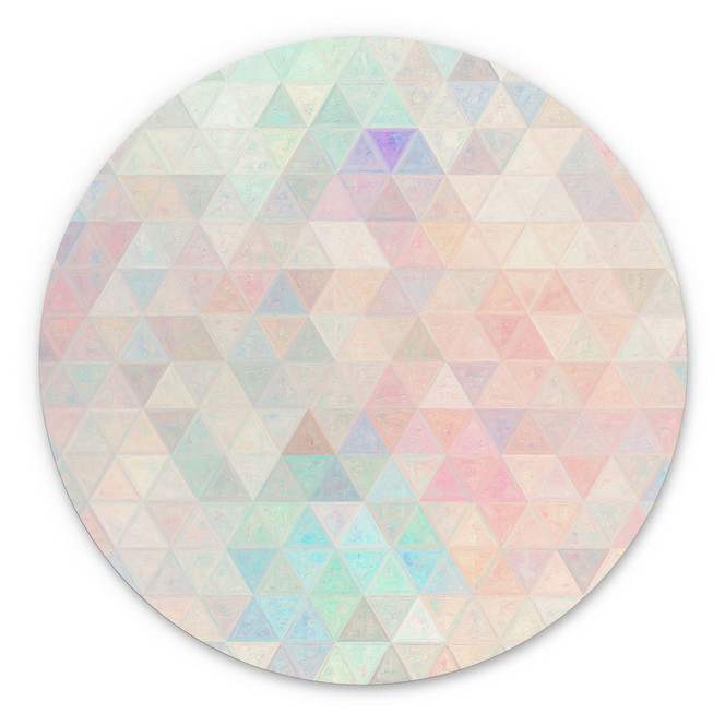 Wandbild Bunte Mosaik-Dreiecke - Jaszke - Alu-Dibond - Rund