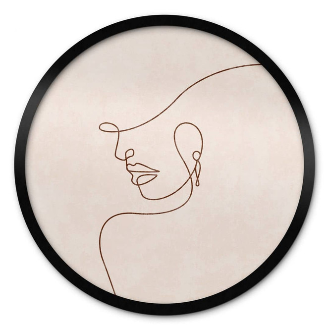 Poster Zarte Konturen einer Frau - Line Art - Tunaboylu - Rund