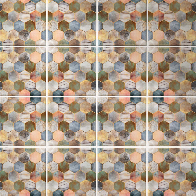 Fliesenaufkleber Fredriksson - Hexagone Buntes Perlmutt - 12er Set