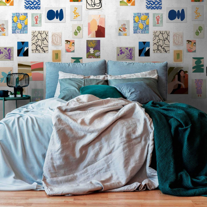 Fototapete mit abstrakten Kunstmotiven Bunt - Vliestapete Galerie-Design - moderne Tapete