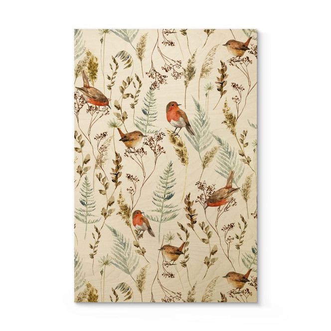 Holzbild Spatzen und Rotkehlchen - UN Designs