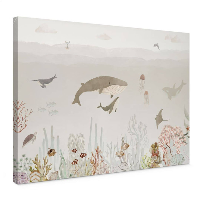 Leinwandbild Wale und ihre Freunde in der Unterwasserwelt - Kinderzimmer - Oliver Robins