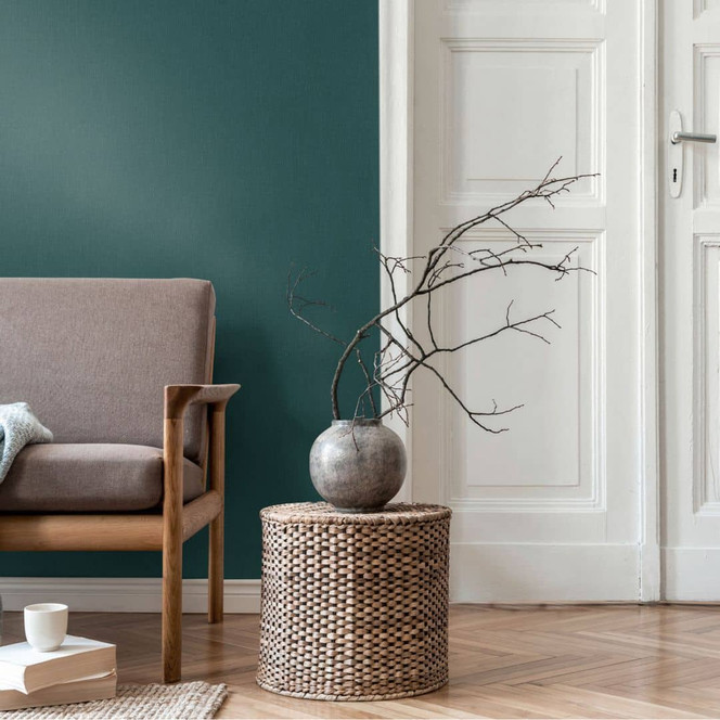 Unitapete Leinenstruktur Dunkelblau – Vliestapete modern matt – Strukturtapete Uni