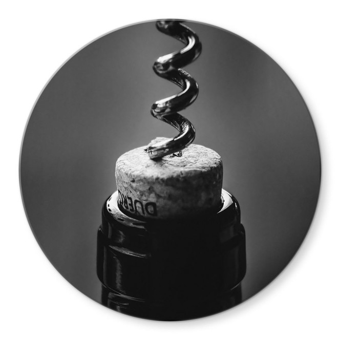 Glasbild Wein mit Korkenzieher - Pictufy Studio - Rund