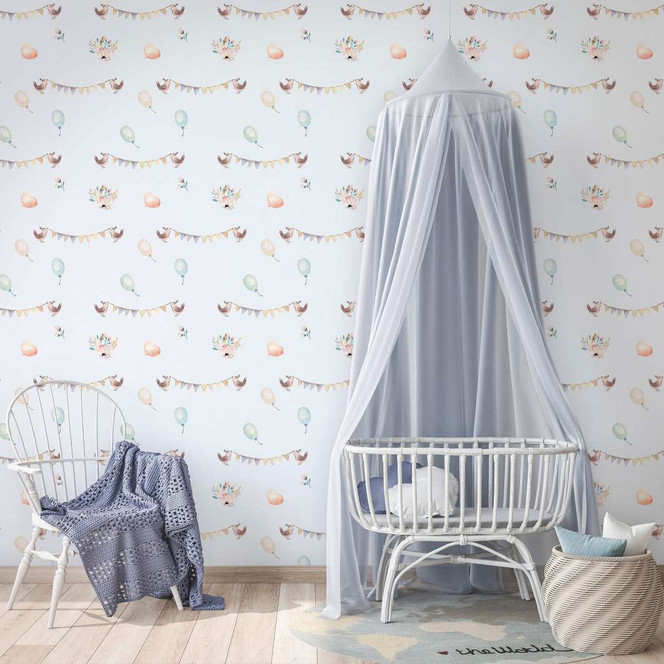 Kindertapete, Vliestapete mit Illustration Kids Walls grau, bunt