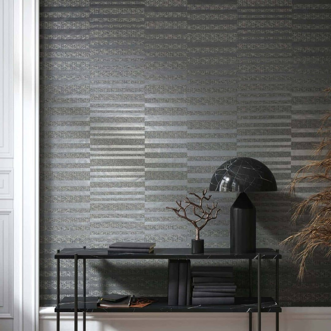 Vliestapete Querstreifen Streifen Modern in Grau