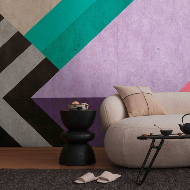 Fototapete Geometrische Muster Bunt - Vliestapete für modernes Wohnzimmer & Büro