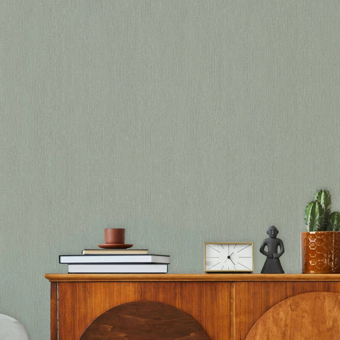 Vliestapete in Textiloptik mit strukturierter Oberfläche grün Uni