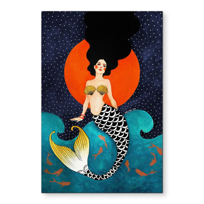 Wandbild Meerjungfrau im roten Mondlicht - Hülya - Alu-Dibond