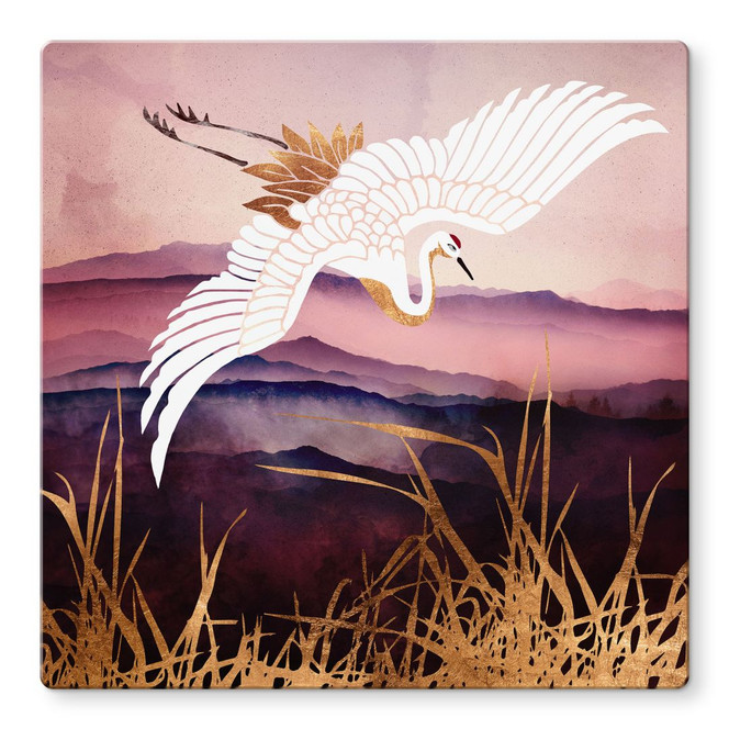 Glasbild Eleganter Kranich - SpaceFrog Designs