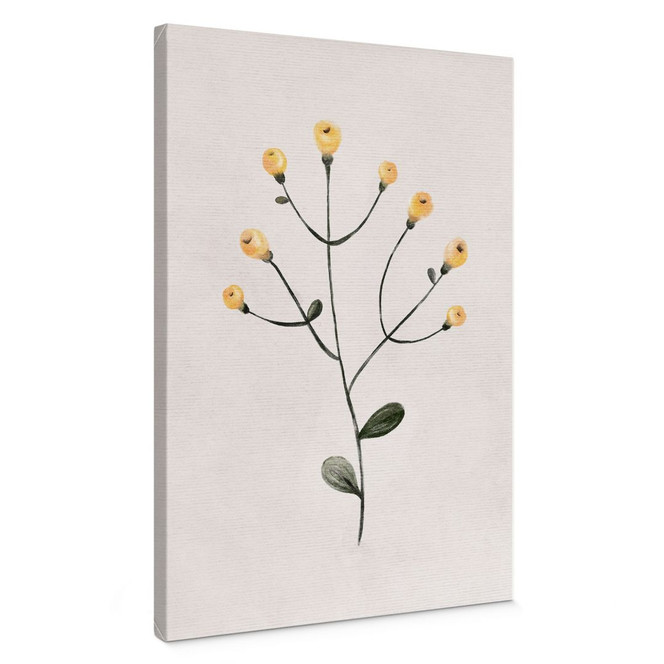 Leinwandbild Zarte Pflanze mit gelben Blüten - Goed Blauw
