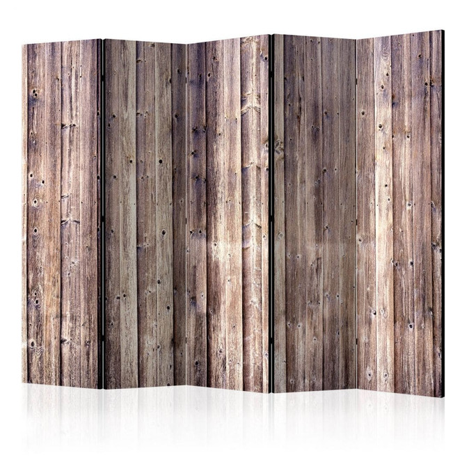 Paravent, Raumteiler freistehend, Trennwand - Hölzerner Charme , 5-teilig - 225 x 172 cm