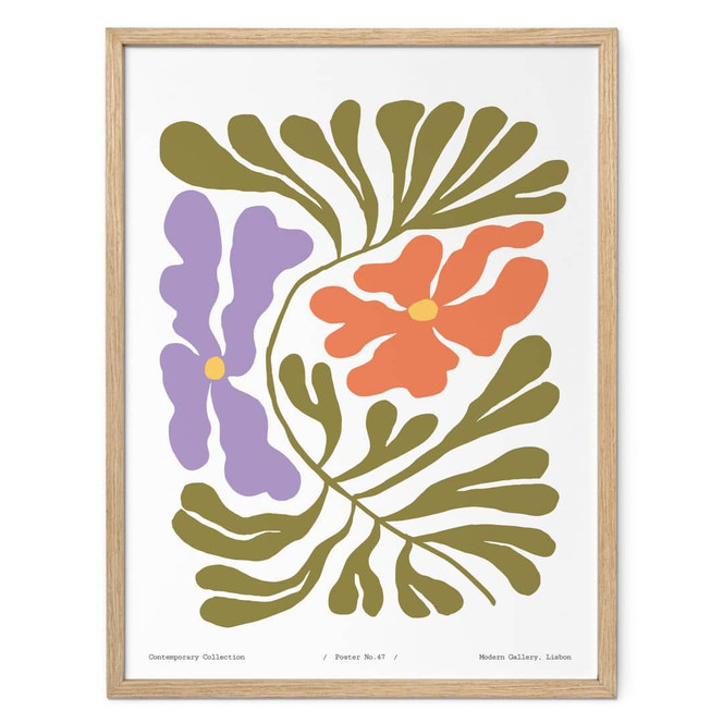 Poster Abstrakte Blumen im Retro-Stil - Treechild