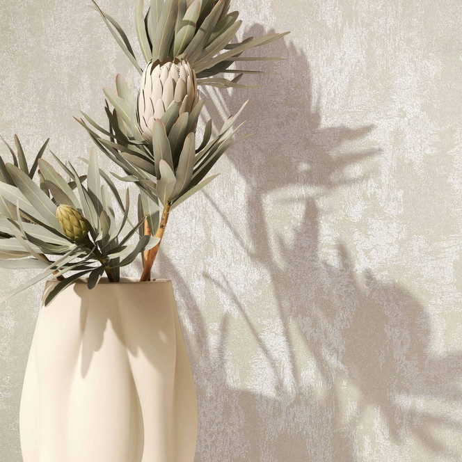 Vliestapete mit schimmerndem Glanz beige Uni