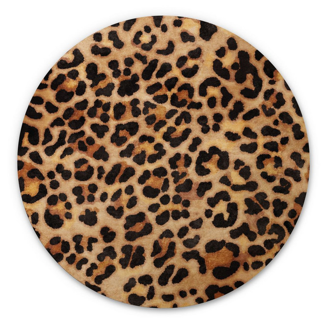 Holzbild Wilder Leopard - Animal Print - Tunaboylu - Rund