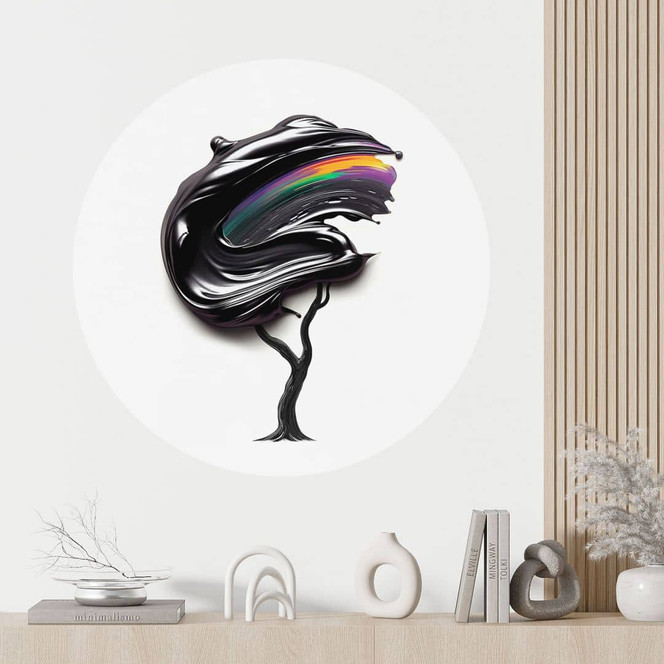 Wandtattoo Baum mit schwarzer 3D-Krone - Mielu - Rund