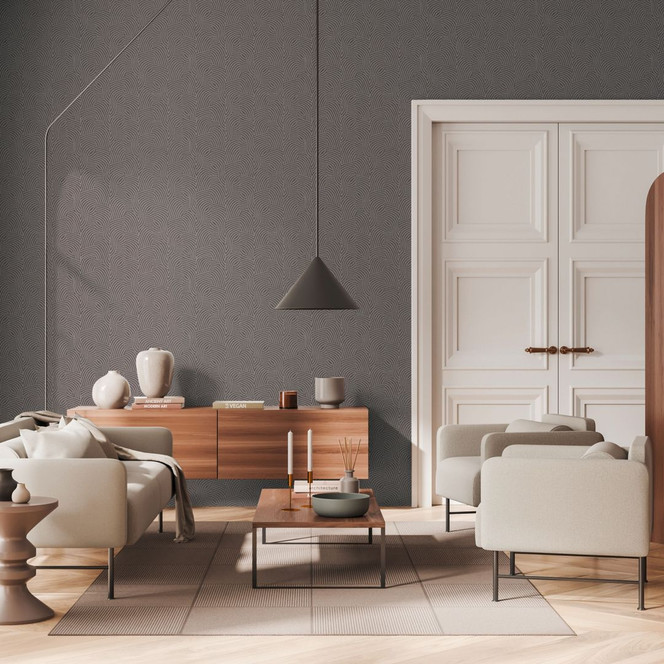 3D-Tapete mit Linienmuster Silber Grau – Vliestapete modern glänzend