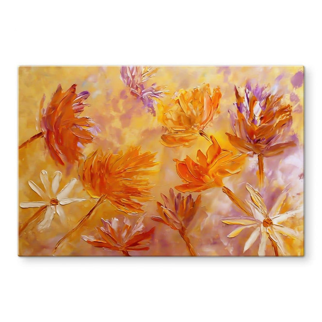 Glasbild Goldener Blütenrausch - Pomata