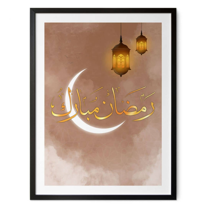 Poster Ramadan Mubarak mit Laternen