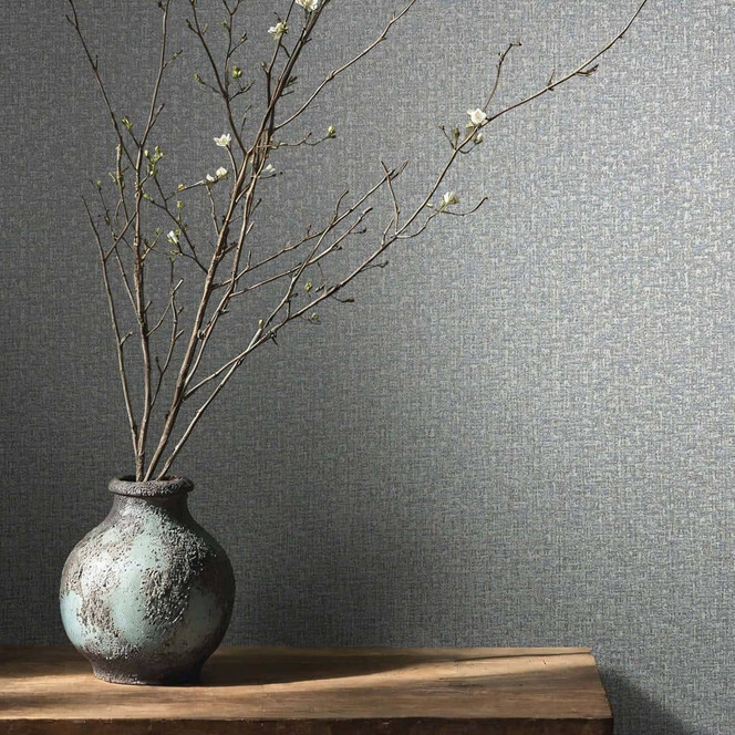 Vliestapete Textiloptik Uni Modern in Blau