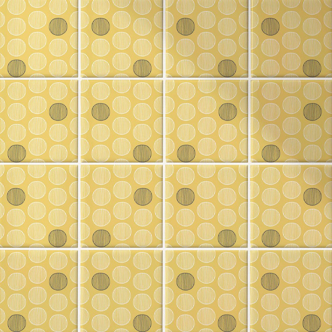 Fliesenaufkleber Boho - Kreise sonnengelb anthrazit - 12er Set