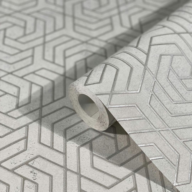 Vliestapete in 3D-Optik Grau Grafisch