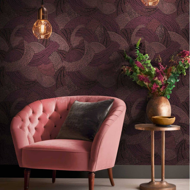 Abstrakte Mustertapete in Violett Rosa – Moderne Vliestapete mit lebendiger Struktur