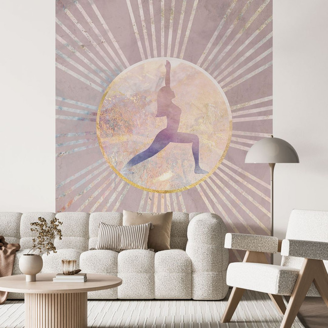 Fototapete Yoga Sonnengruss rosa | roségold - Manovski