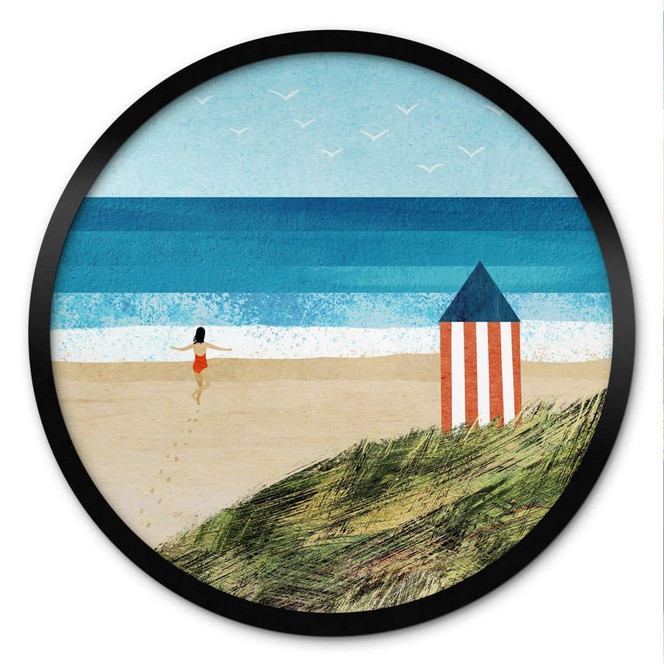 Poster Urlaub am Meer mit Dünenblick - Rivers - Rund