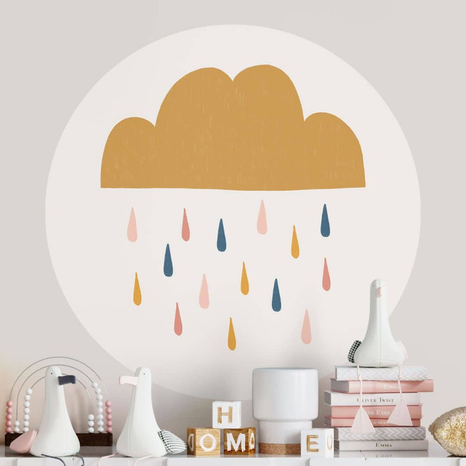 Wandtattoo Fröhlicher Regen in Pastelltönen - Lisboa - Rund