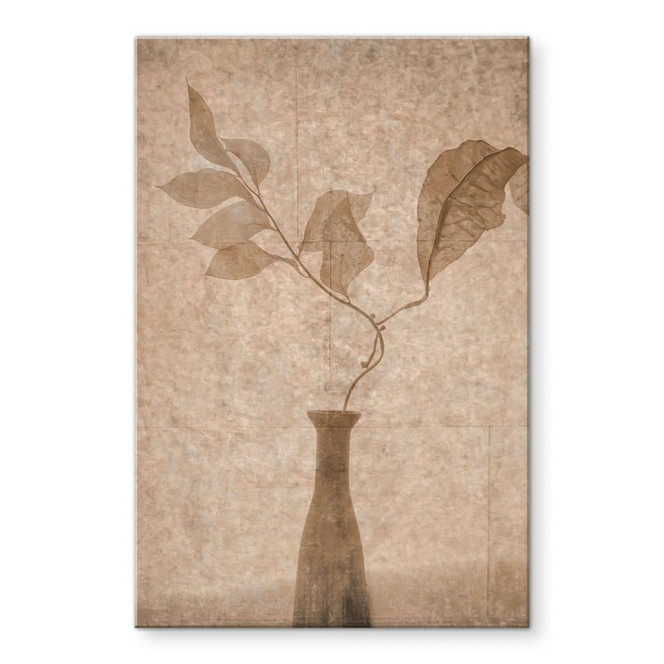 Acrylglasbild Stillleben mit herbstlichen Blättern in Beige - Tokarev