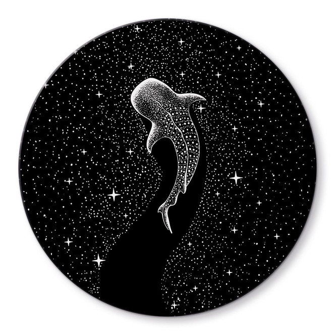 Glasbild Walhai im Ozean der Sterne - Cakir - Rund