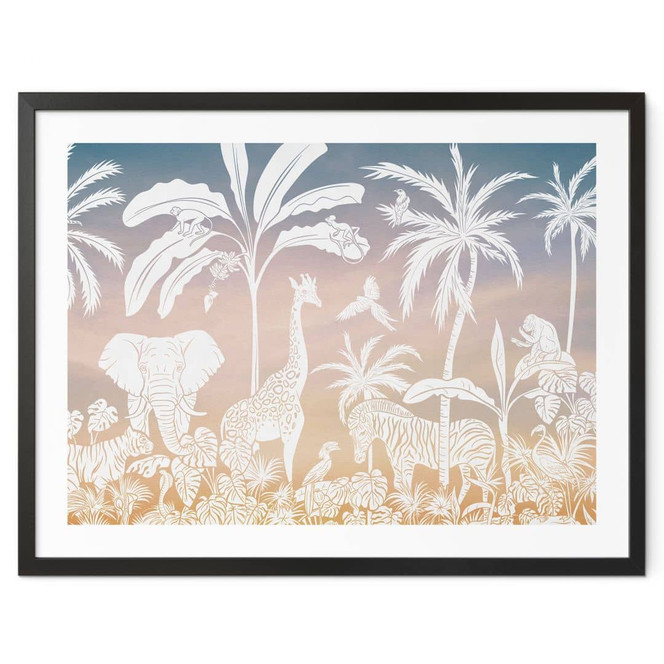 Poster Dschungelparadies mit Wildtieren - Ombre - Kikki Belle