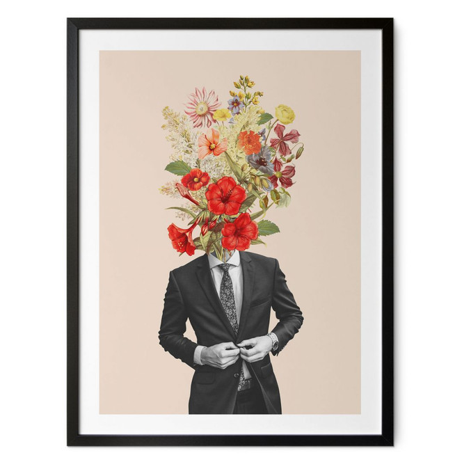 Poster Mann im Anzug mit Wildblumen - Frida Floral Studio