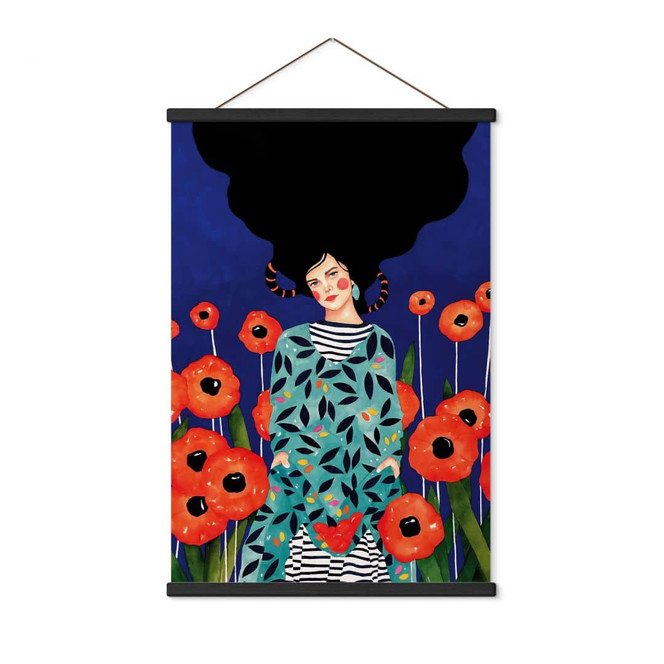 Stoffbild Porträt im Mohnblumenfeld - Hülya