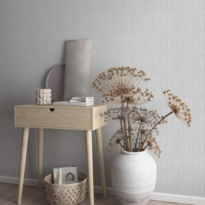 Vliestapete in gewebter Optik grau Grafisch