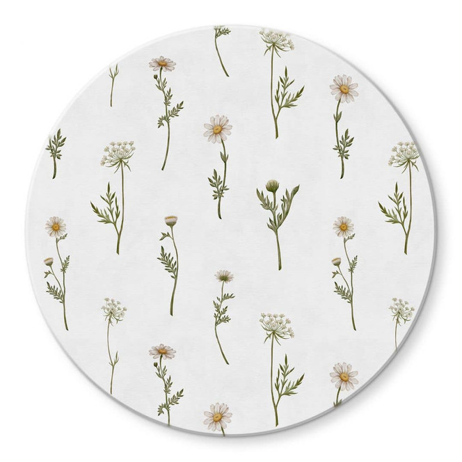 Glasbild Wiesenromantik mit Feldblumen - Kikki Belle - Rund