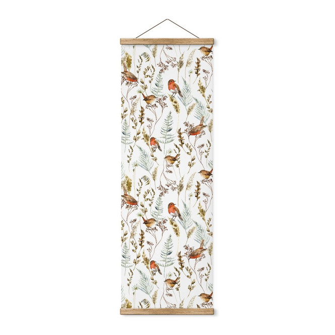 Stoffbild Spatzen und Rotkehlchen - UN Designs - Panorama