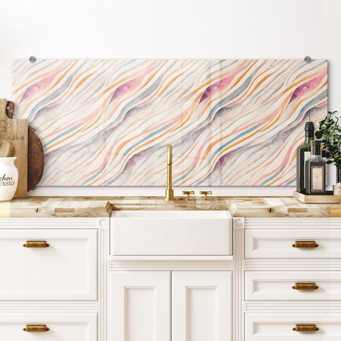 Spritzschutz Abstrakte bunte Wellen - Treechild - Panorama