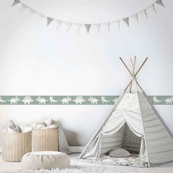 Bordüre, Vliesbordüre Kids Walls grün, weiss