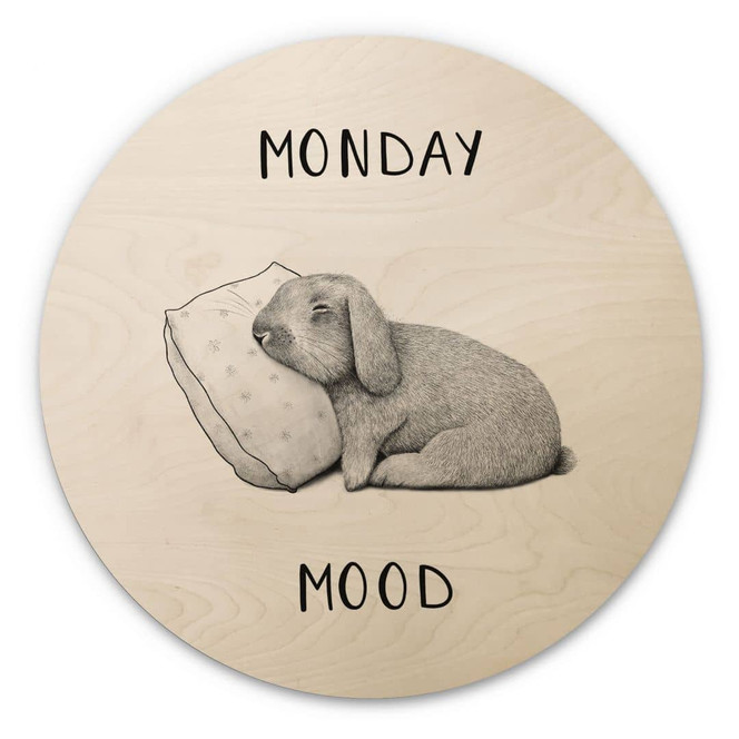Holzbild Monday mood - Hase am Montagmorgen - Korenkova - Rund