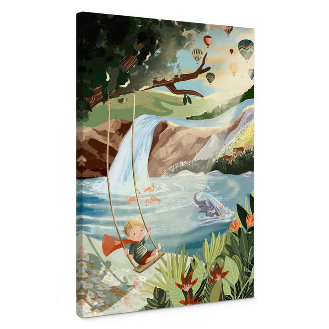 Leinwandbild Schaukeln in der Natur-Oase - Goed Blauw