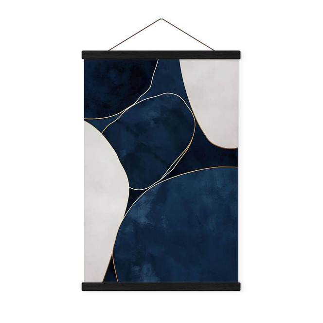 Stoffbild Geometrische Balance in Blau und Weiss - Paksoylu