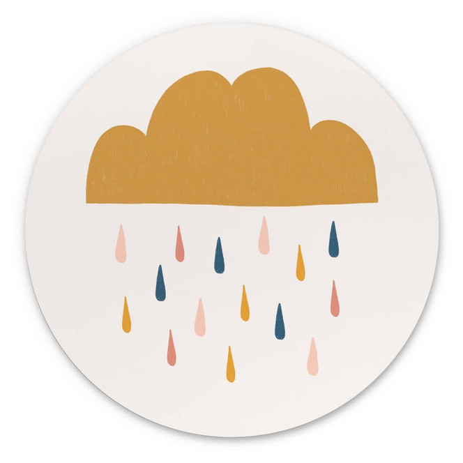 Wandbild Fröhlicher Regen in Pastelltönen - Lisboa - Alu-Dibond - Rund